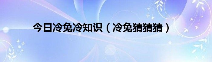 今日冷兔冷知识（冷兔猜猜猜）