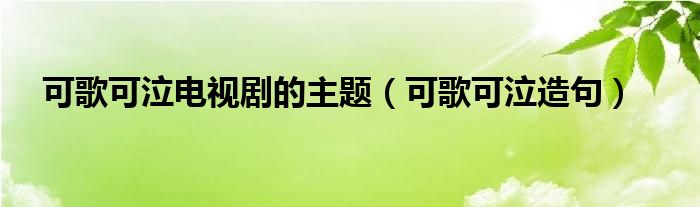 可歌可泣电视剧的主题（可歌可泣造句）