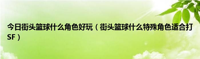 今日街头篮球什么角色好玩（街头篮球什么特殊角色适合打SF）