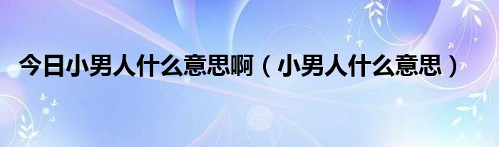 今日小男人什么意思啊（小男人什么意思）