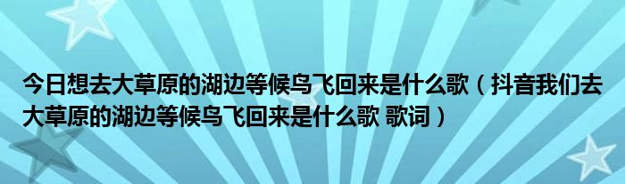 今日想去大草原的湖边等候鸟飞回来是什么歌（抖音我们去大草原的湖边等候鸟飞回来是什么歌 歌词）