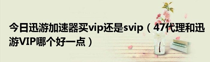 今日迅游加速器买vip还是svip（47代理和迅游VIP哪个好一点）