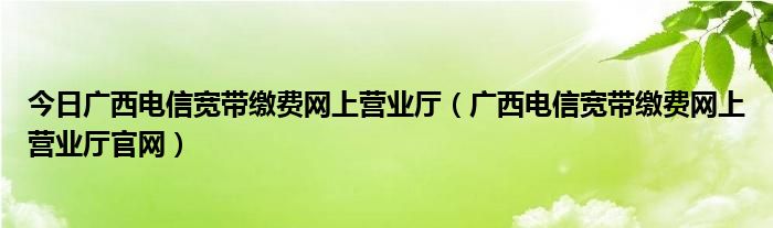 今日广西电信宽带缴费网上营业厅（广西电信宽带缴费网上营业厅官网）