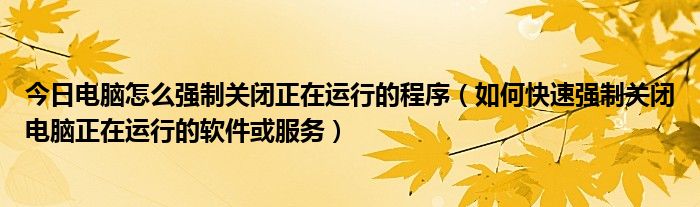 今日电脑怎么强制关闭正在运行的程序（如何快速强制关闭电脑正在运行的软件或服务）