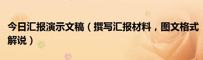 今日汇报演示文稿（撰写汇报材料，图文格式解说）