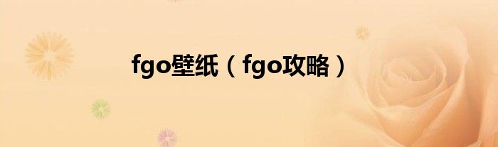 fgo壁纸（fgo攻略）