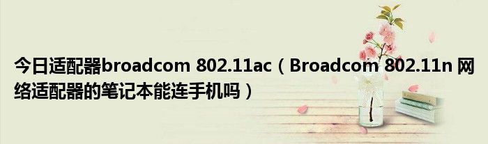 今日适配器broadcom 802.11ac（Broadcom 802.11n 网络适配器的笔记本能连手机吗）