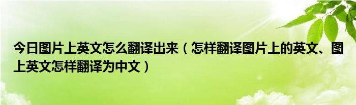 今日图片上英文怎么翻译出来（怎样翻译图片上的英文、图上英文怎样翻译为中文）