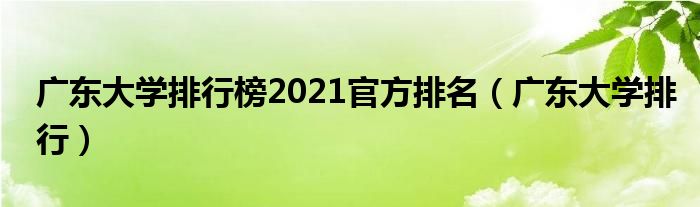 广东大学排行榜2021官方排名（广东大学排行）