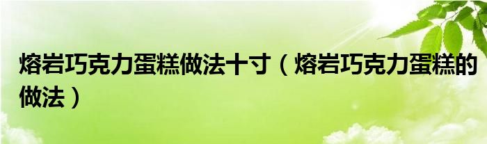 熔岩巧克力蛋糕做法十寸（熔岩巧克力蛋糕的做法）