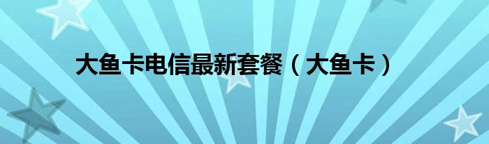 大鱼卡电信最新套餐（大鱼卡）