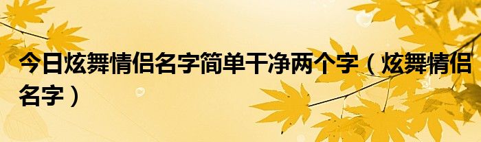 今日炫舞情侣名字简单干净两个字（炫舞情侣名字）