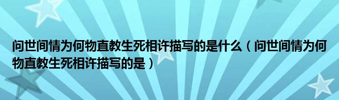 问世间情为何物直教生死相许描写的是什么（问世间情为何物直教生死相许描写的是）