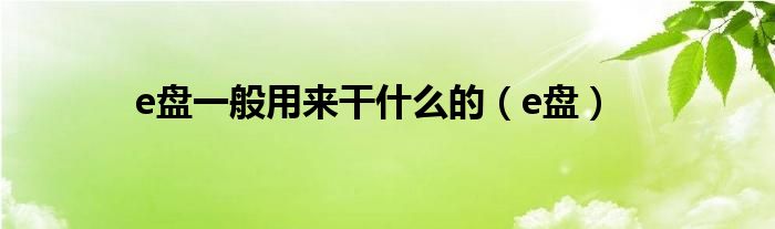 e盘一般用来干什么的（e盘）