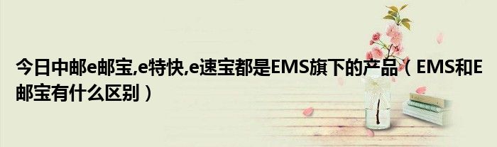 今日中邮e邮宝,e特快,e速宝都是EMS旗下的产品（EMS和E邮宝有什么区别）