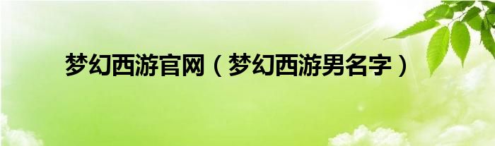 梦幻西游官网（梦幻西游男名字）