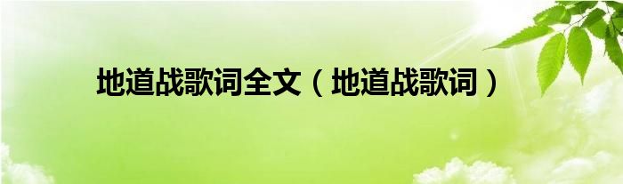 地道战歌词全文（地道战歌词）