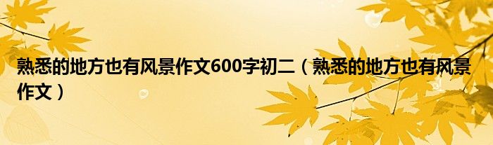 熟悉的地方也有风景作文600字初二（熟悉的地方也有风景 作文）