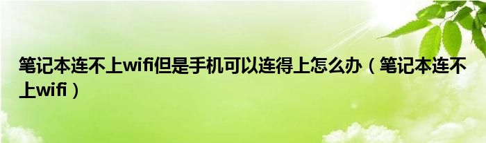 笔记本连不上wifi但是手机可以连得上怎么办（笔记本连不上wifi）