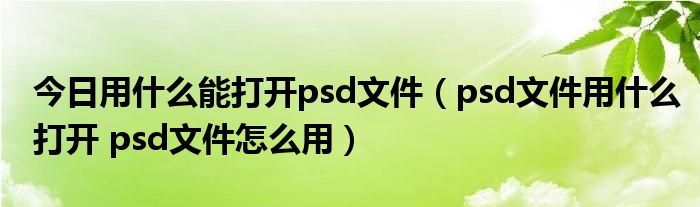 今日用什么能打开psd文件（psd文件用什么打开 psd文件怎么用）