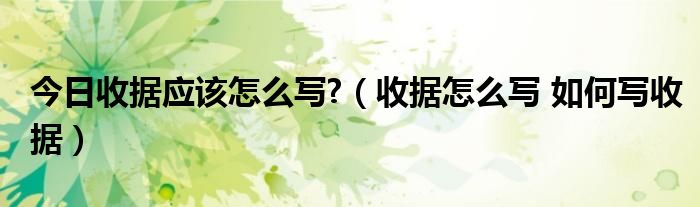 今日收据应该怎么写?（收据怎么写 如何写收据）