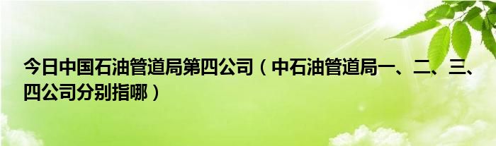 今日中国石油管道局第四公司（中石油管道局一、二、三、四公司分别指哪）