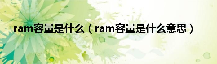 ram容量是什么（ram容量是什么意思）