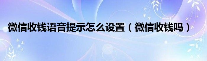 微信收钱语音提示怎么设置（微信收钱吗）