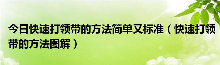 今日快速打领带的方法简单又标准（快速打领带的方法图解）