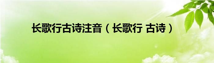 长歌行古诗注音（长歌行 古诗）