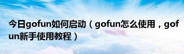 今日gofun如何启动（gofun怎么使用，gofun新手使用教程）