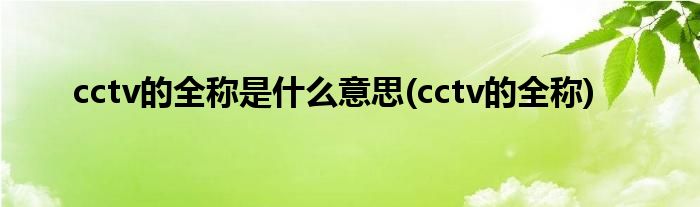 cctv的全称是什么意思(cctv的全称)