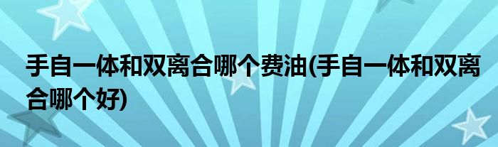 手自一体和双离合哪个费油(手自一体和双离合哪个好)