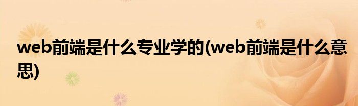 web前端是什么专业学的(web前端是什么意思)