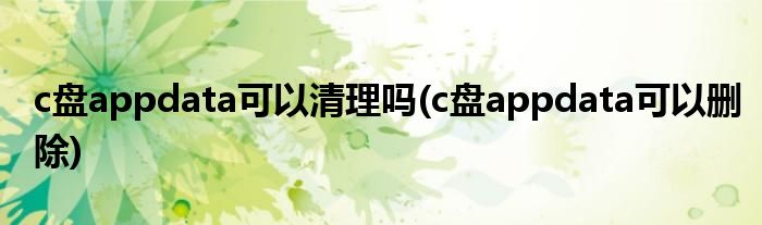 c盘appdata可以清理吗(c盘appdata可以删除)