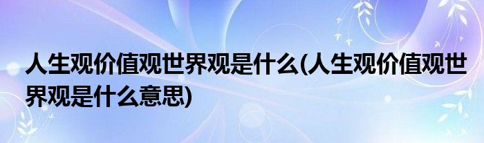 人生观价值观世界观是什么(人生观价值观世界观是什么意思)