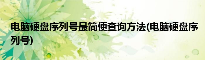 电脑硬盘序列号最简便查询方法(电脑硬盘序列号)