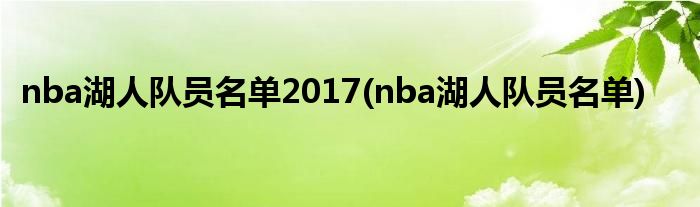 nba湖人队员名单2017(nba湖人队员名单)