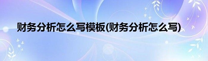 财务分析怎么写模板(财务分析怎么写)