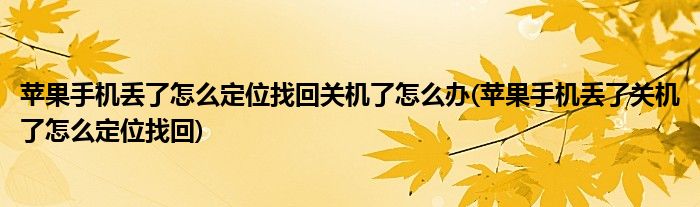 苹果手机丢了怎么定位找回关机了怎么办(苹果手机丢了关机了怎么定位找回)