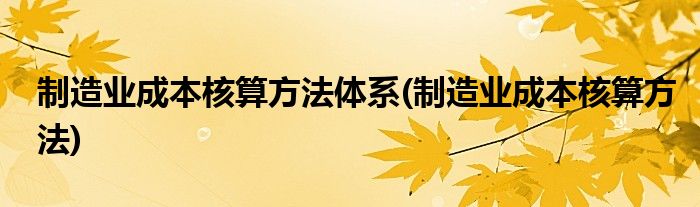 制造业成本核算方法体系(制造业成本核算方法)