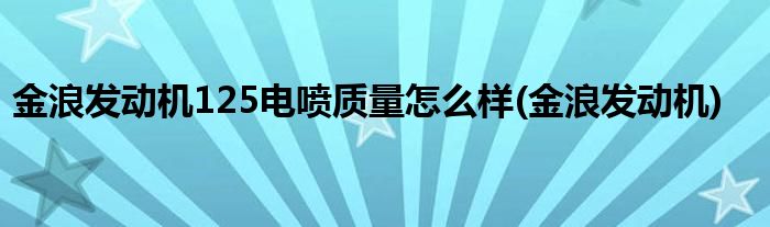 金浪发动机125电喷质量怎么样(金浪发动机)