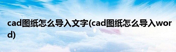 cad图纸怎么导入文字(cad图纸怎么导入word)