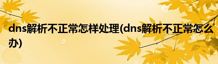 dns解析不正常怎样处理(dns解析不正常怎么办)