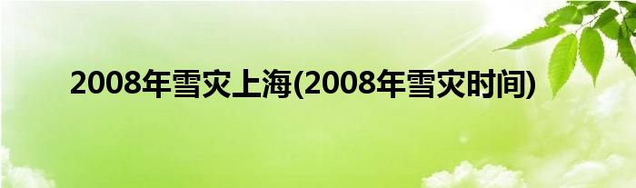 2008年雪灾上海(2008年雪灾时间)