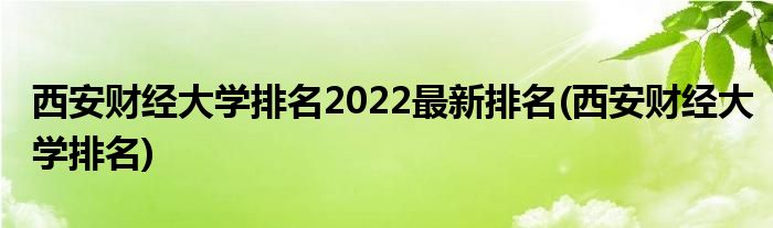 西安财经大学排名2022最新排名(西安财经大学排名)