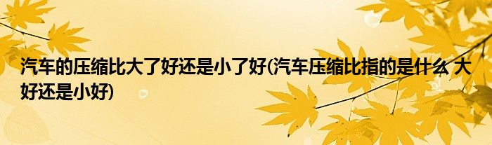 汽车的压缩比大了好还是小了好(汽车压缩比指的是什么 大好还是小好)