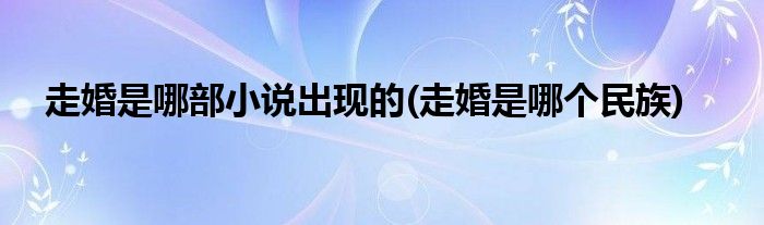 走婚是哪部小说出现的(走婚是哪个民族)