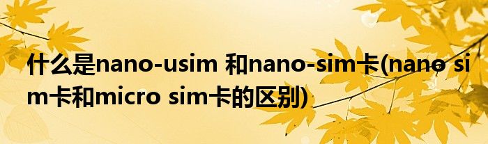 什么是nano-usim 和nano-sim卡(nano sim卡和micro sim卡的区别)