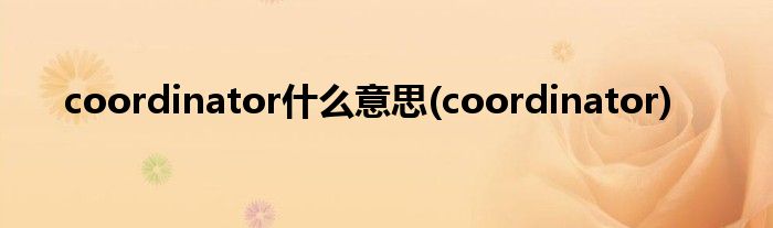 coordinator什么意思(coordinator)